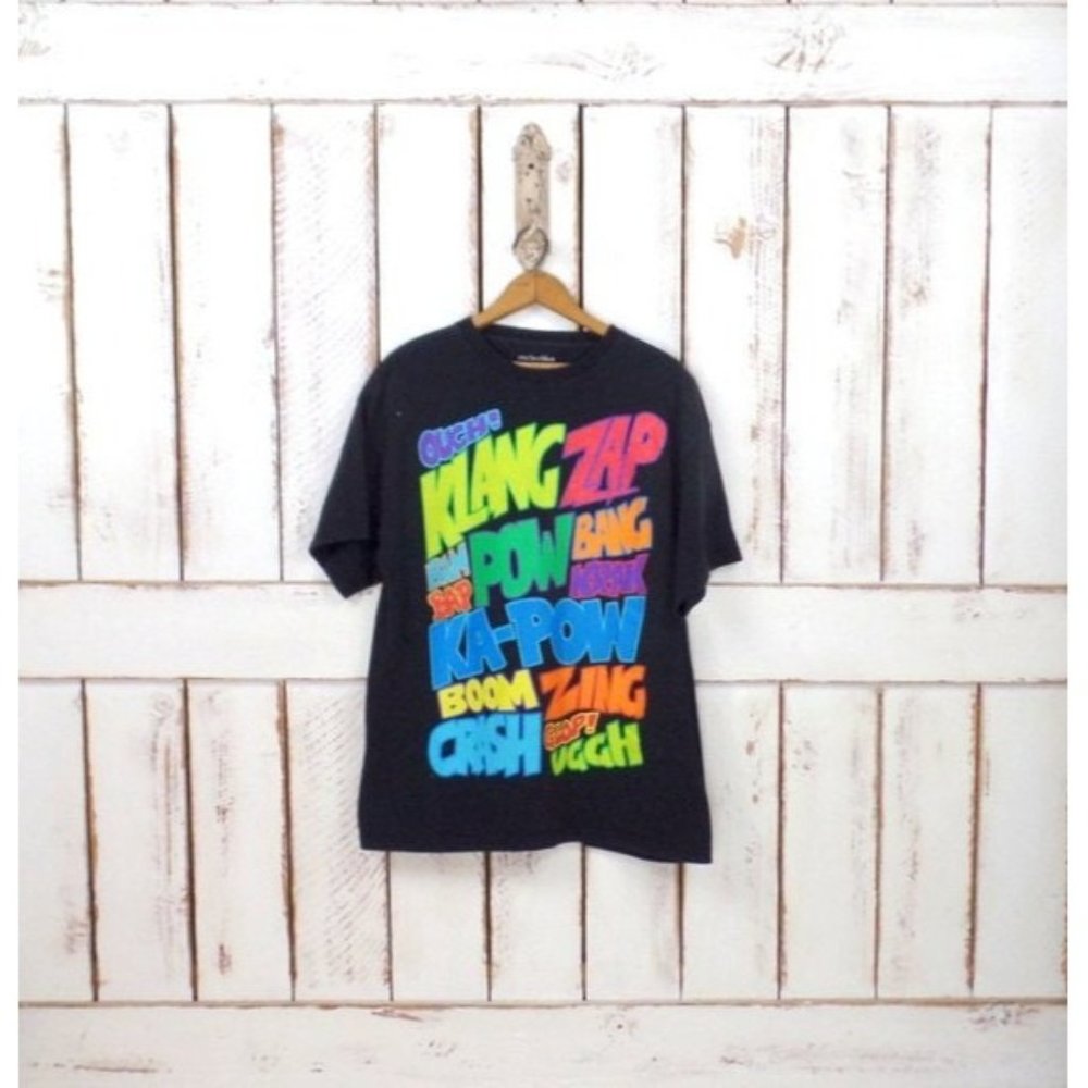 Black cartoon/comics cotton vintage tshirt/Kapow/Boom/Bam